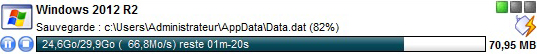 Mise à jour de la console d'administration Data Safe Restore 3 Barre progression | Mise à jour de la console d'administration Data Safe Restore